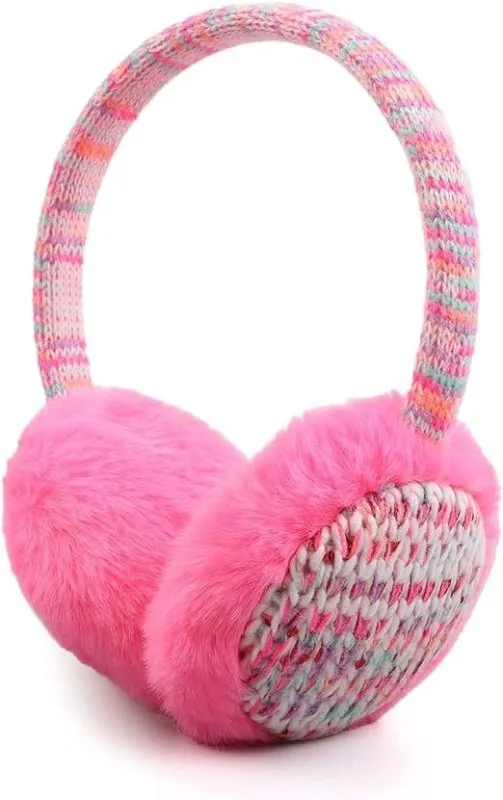 Pesaat Winter EarMuffs for Kids Outdoor Girls Knitted Ear Cover Plush Toddler Boys Ear Warmer 3-8 Years