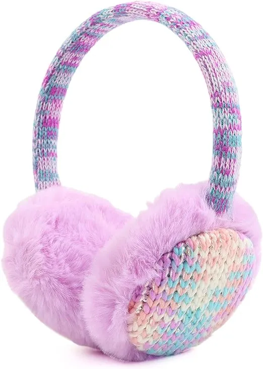 Pesaat Winter EarMuffs for Kids Outdoor Girls Knitted Ear Cover Plush Toddler Boys Ear Warmer 3-8 Years