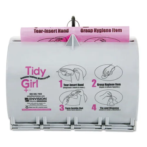 Plastic Feminine Hygiene Disposal Bag Dispenser, Gray