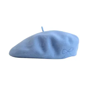 "Bon Chic" Wool Beret - Sky Blue