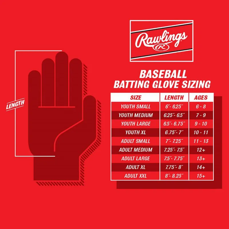 Rawlings Workhorse Batting Gloves | Adult | Black