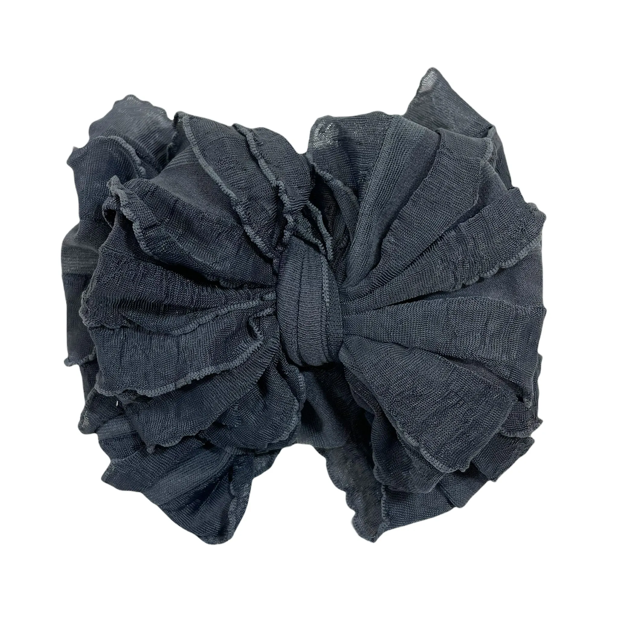 Ruffled Headband- Dark Grey