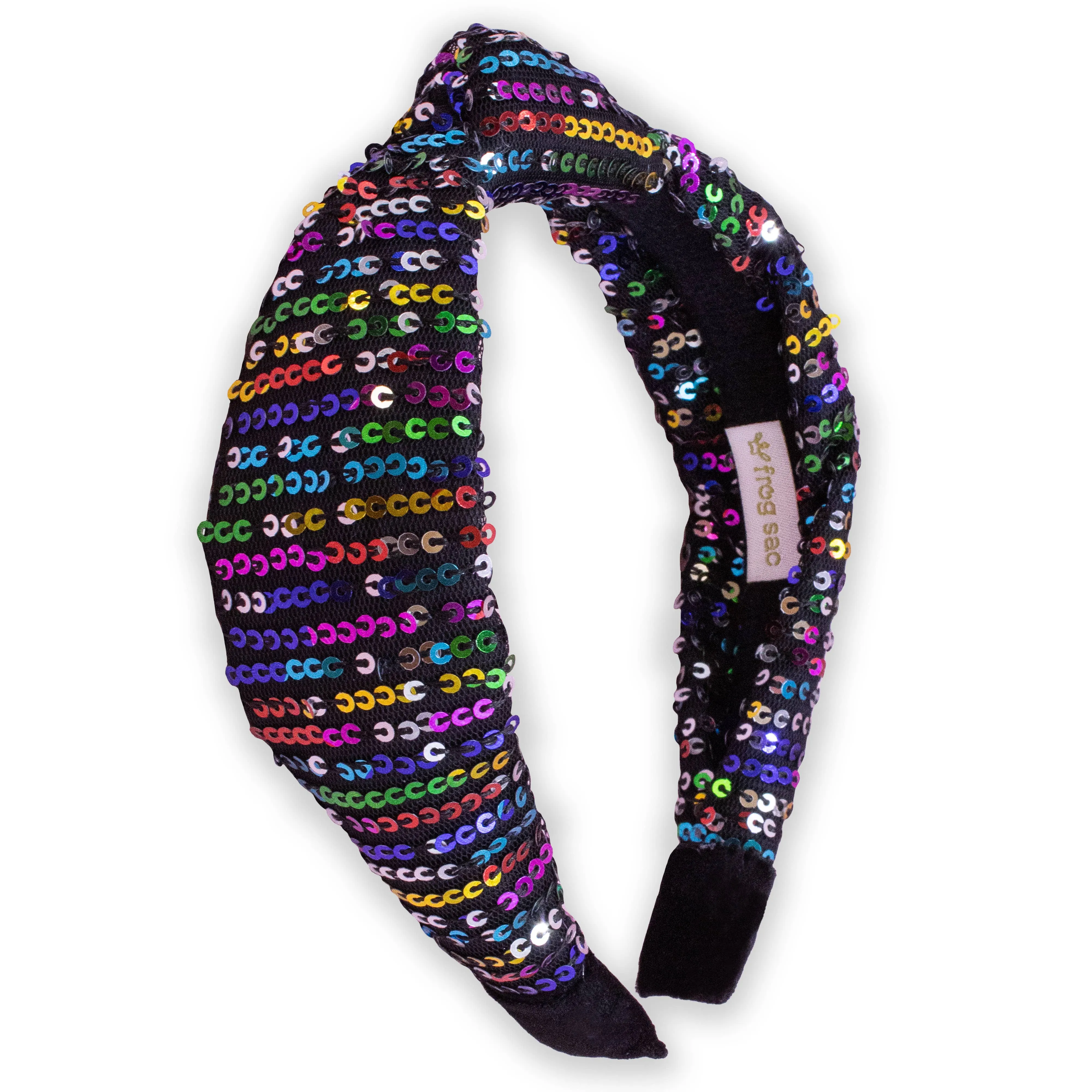 Sequin Knot Headband - Black Rainbow