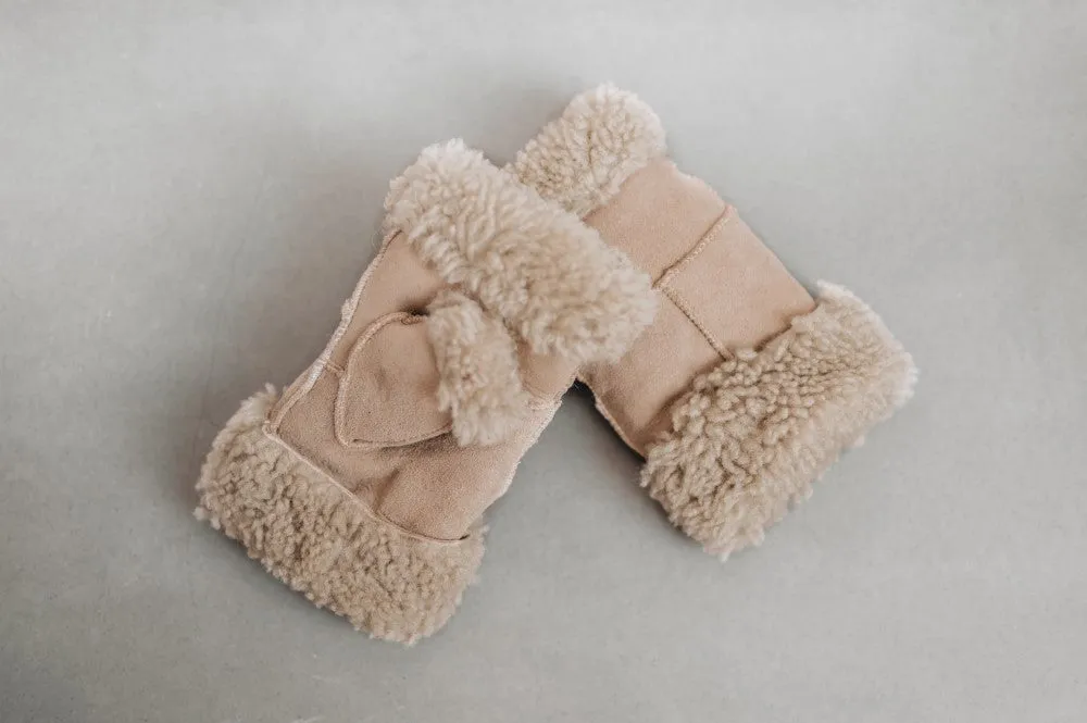 Sheepskin Fingerless Mittens