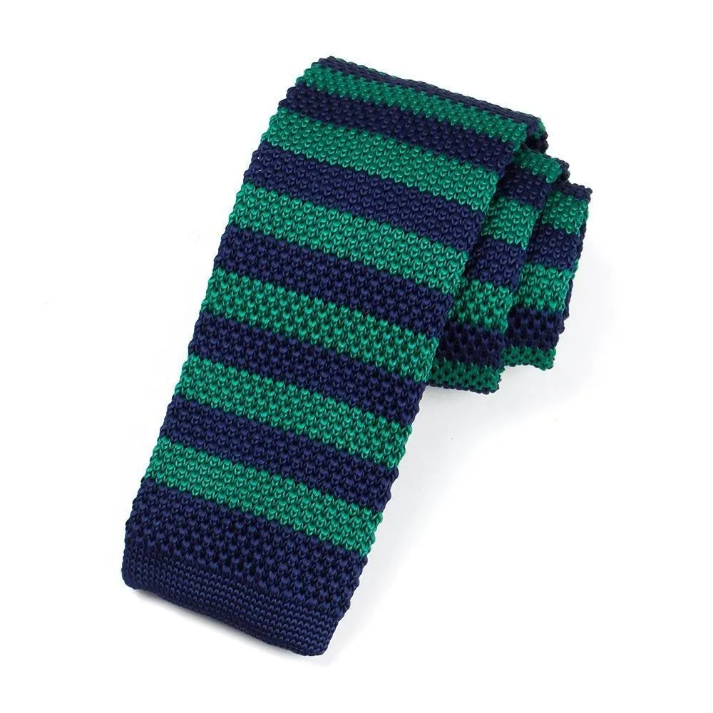 Striped Knitted Flat End Slim Tie