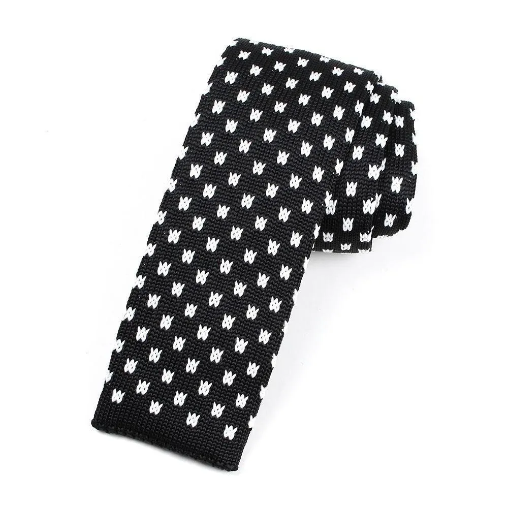 Striped Knitted Flat End Slim Tie