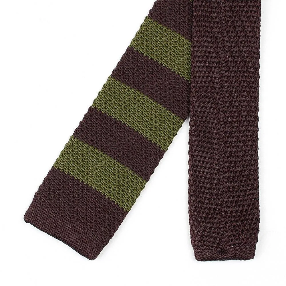 Striped Knitted Flat End Slim Tie