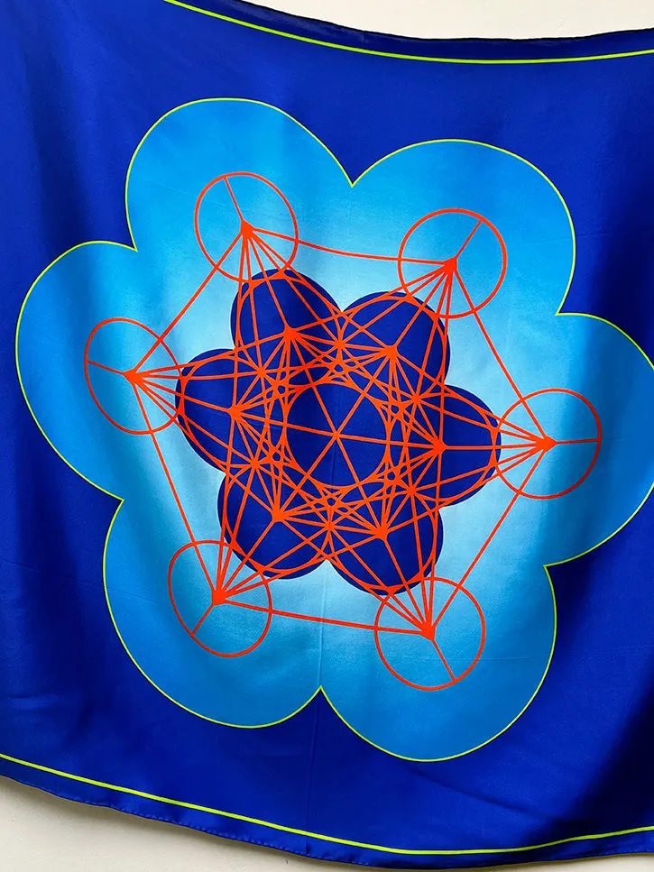 Studio 528 5 Platonic Solids Silk Scarf, Blue