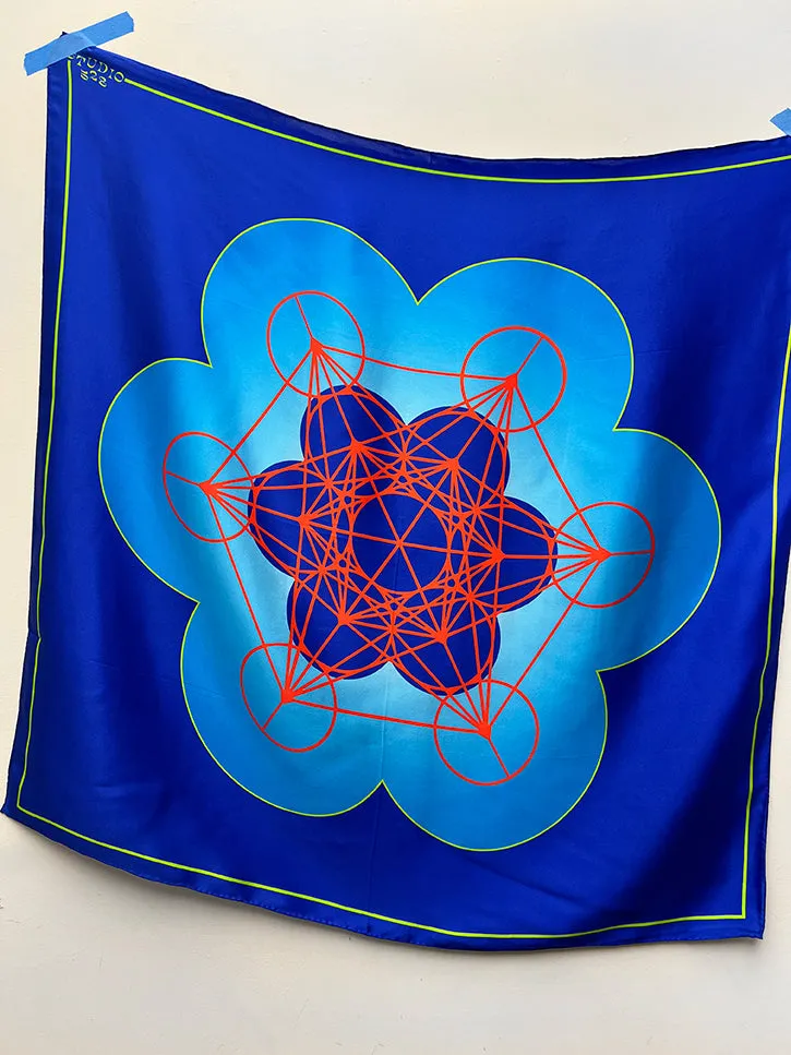 Studio 528 5 Platonic Solids Silk Scarf, Blue