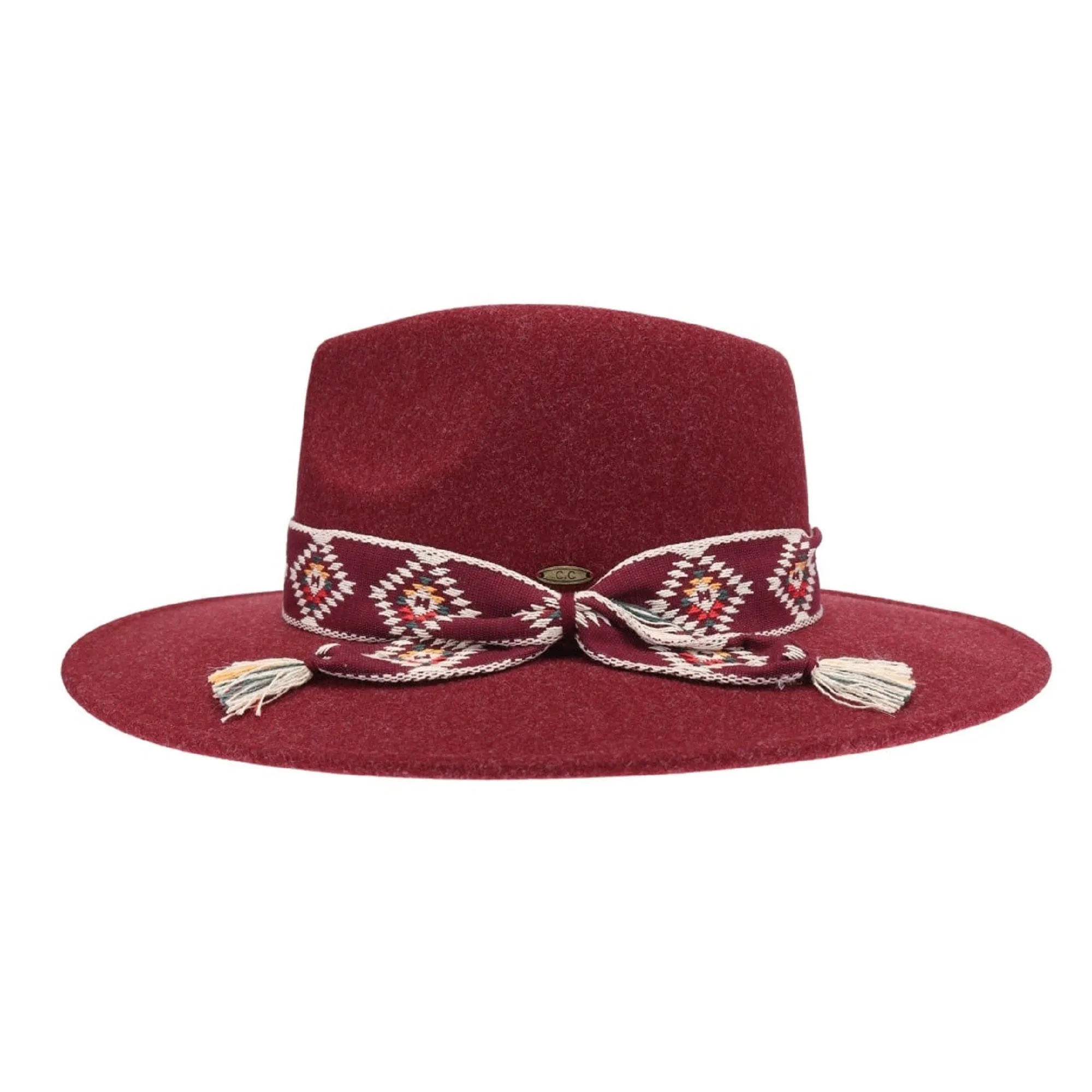 WF10 Gianna Felt Panama Hat With Aztec Band