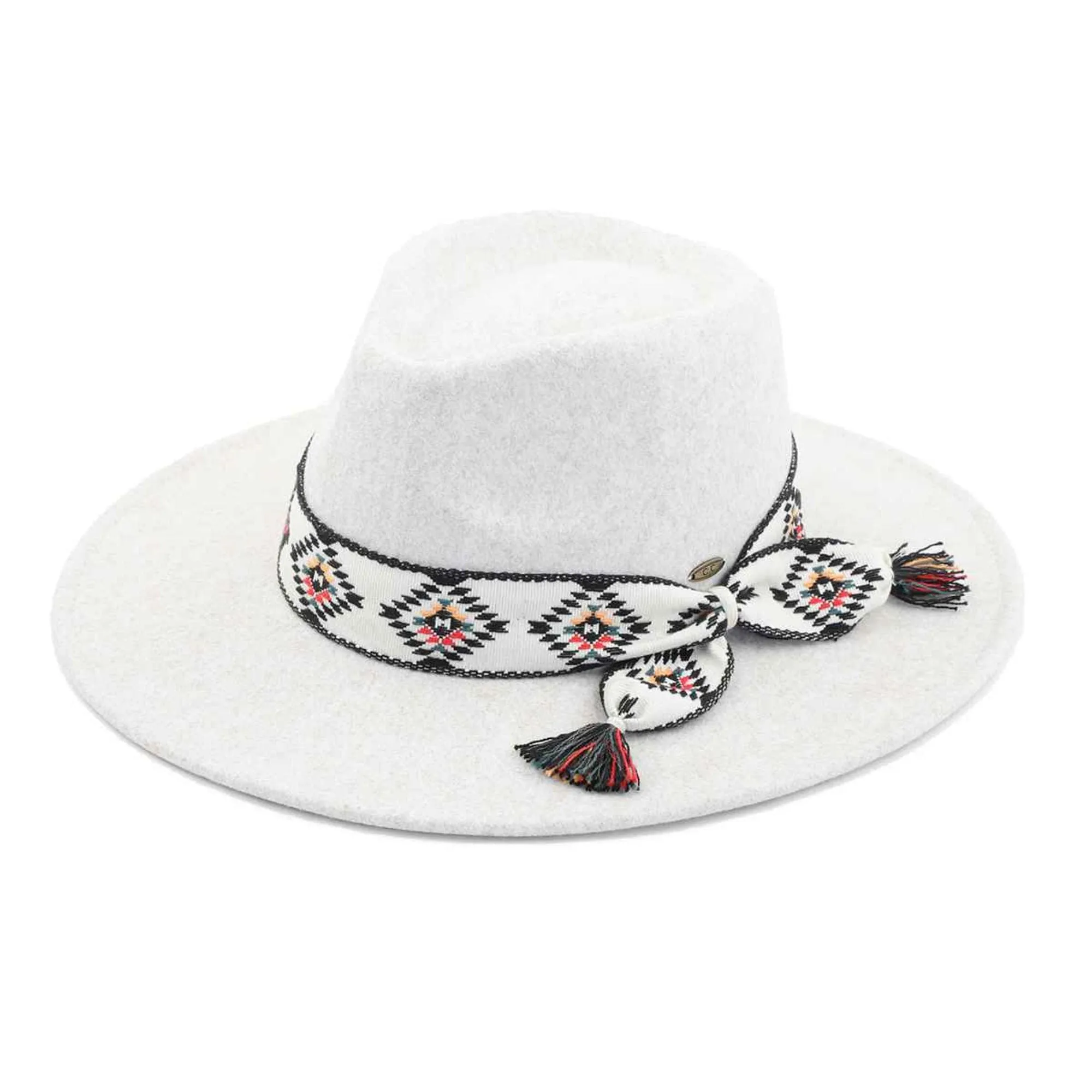 WF10 Gianna Felt Panama Hat With Aztec Band