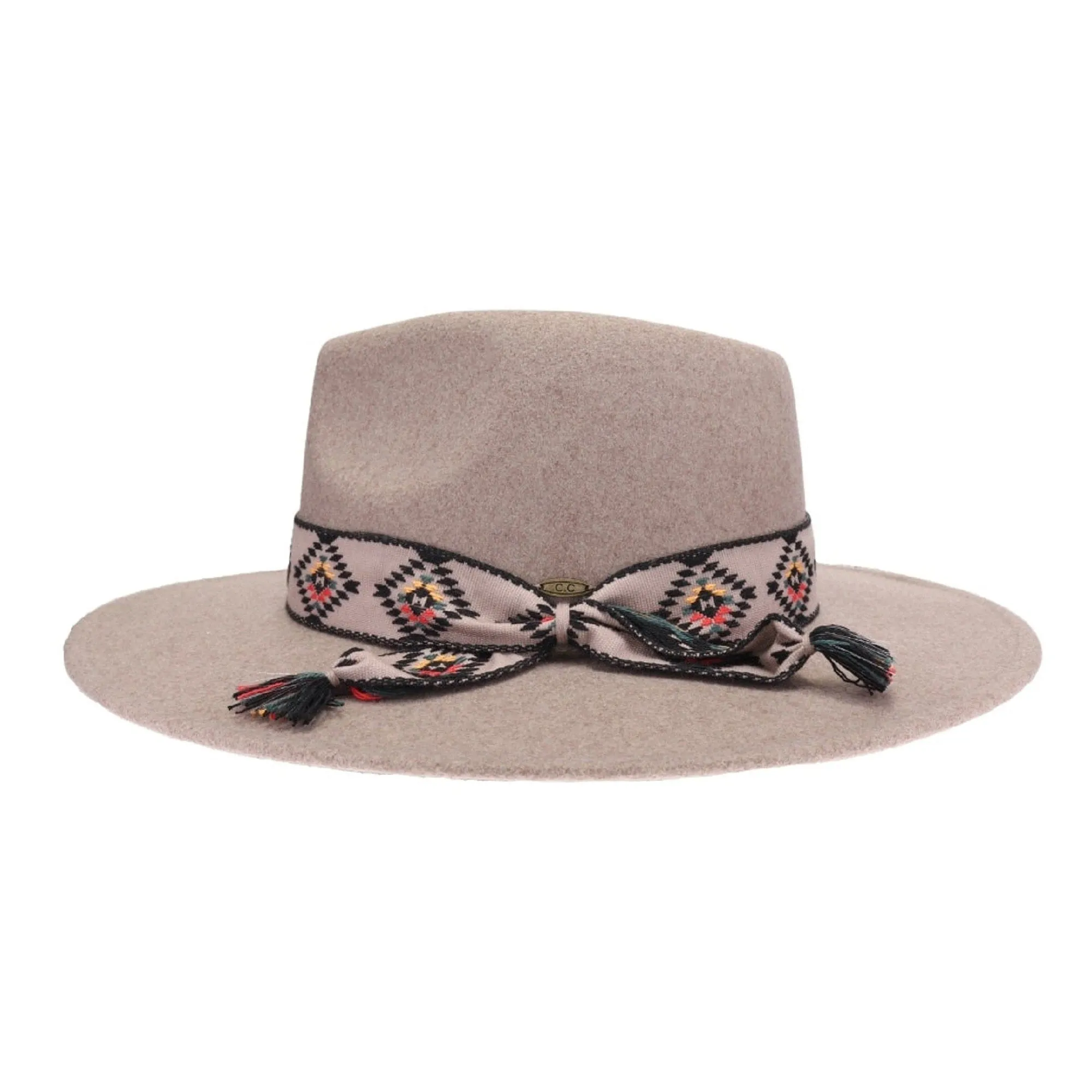 WF10 Gianna Felt Panama Hat With Aztec Band