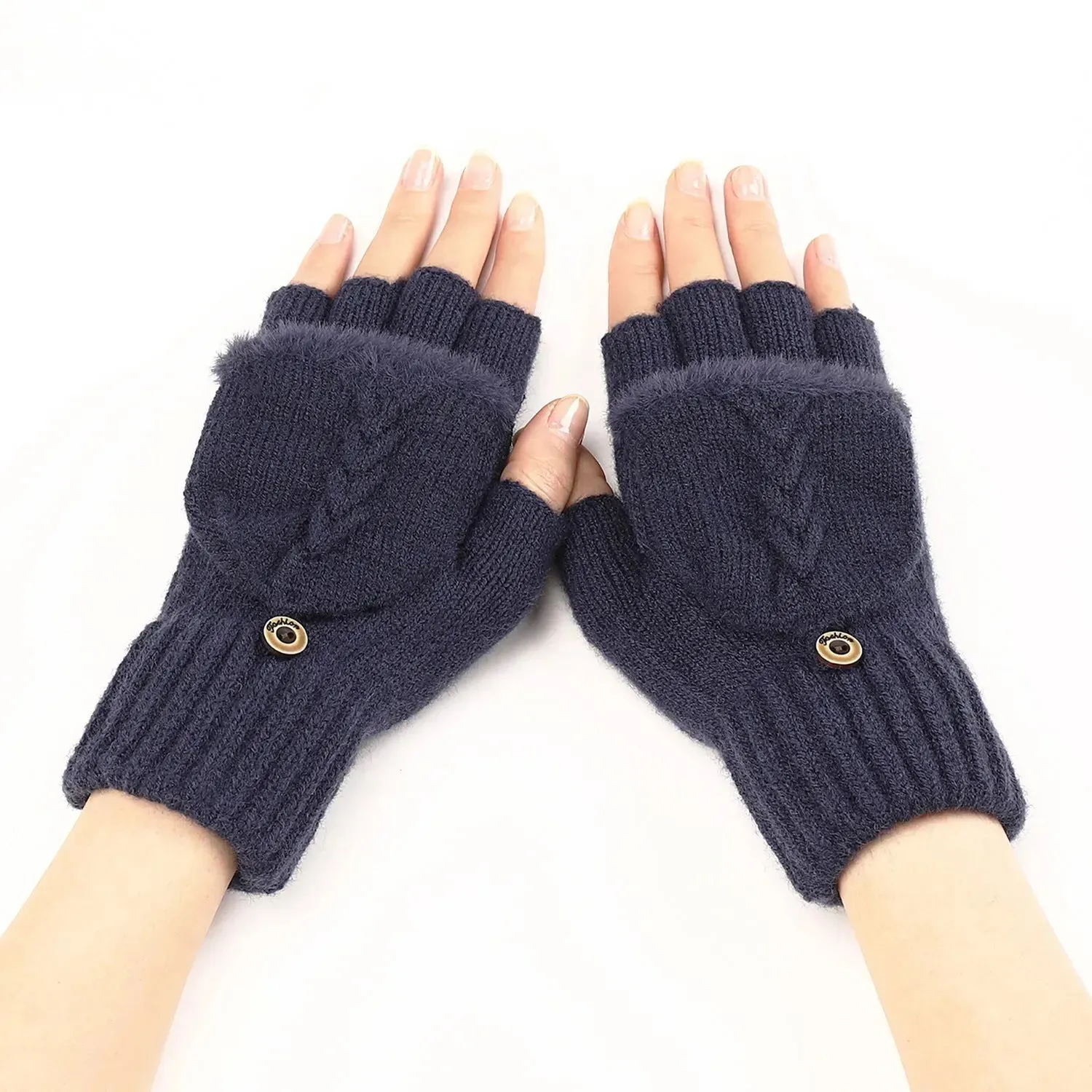 Wool Fingerless Gloves Women's Warm Fashionable Knitted Half Finger Oversleeves