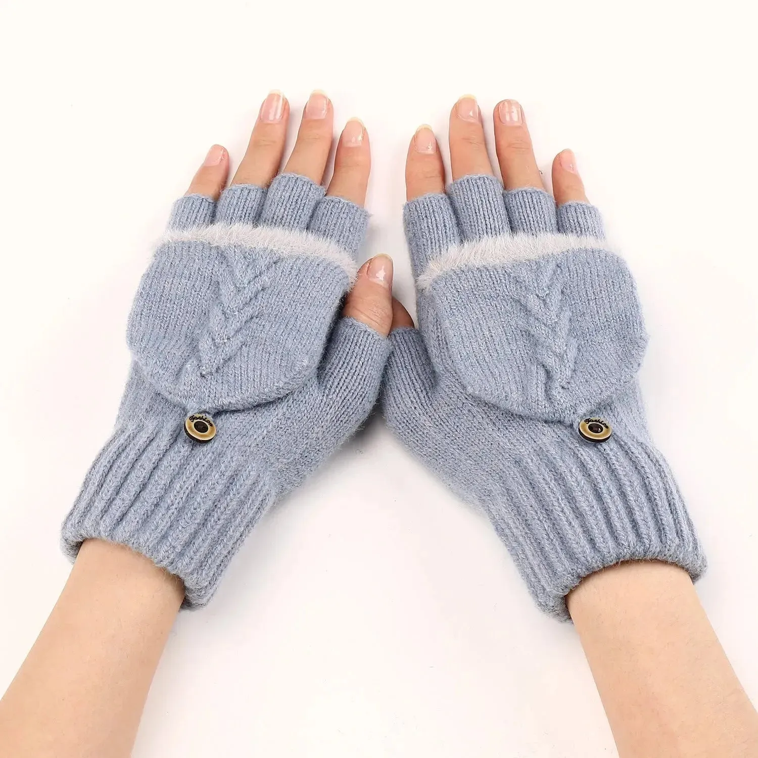 Wool Fingerless Gloves Women's Warm Fashionable Knitted Half Finger Oversleeves