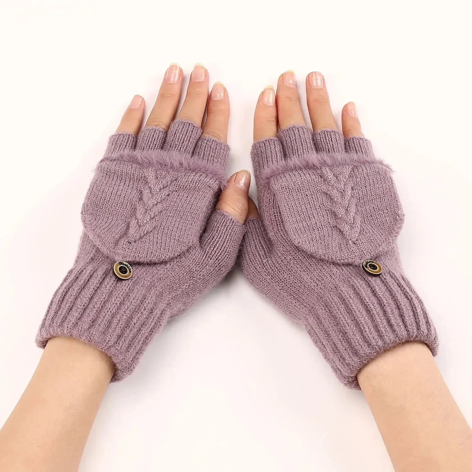 Wool Fingerless Gloves Women's Warm Fashionable Knitted Half Finger Oversleeves