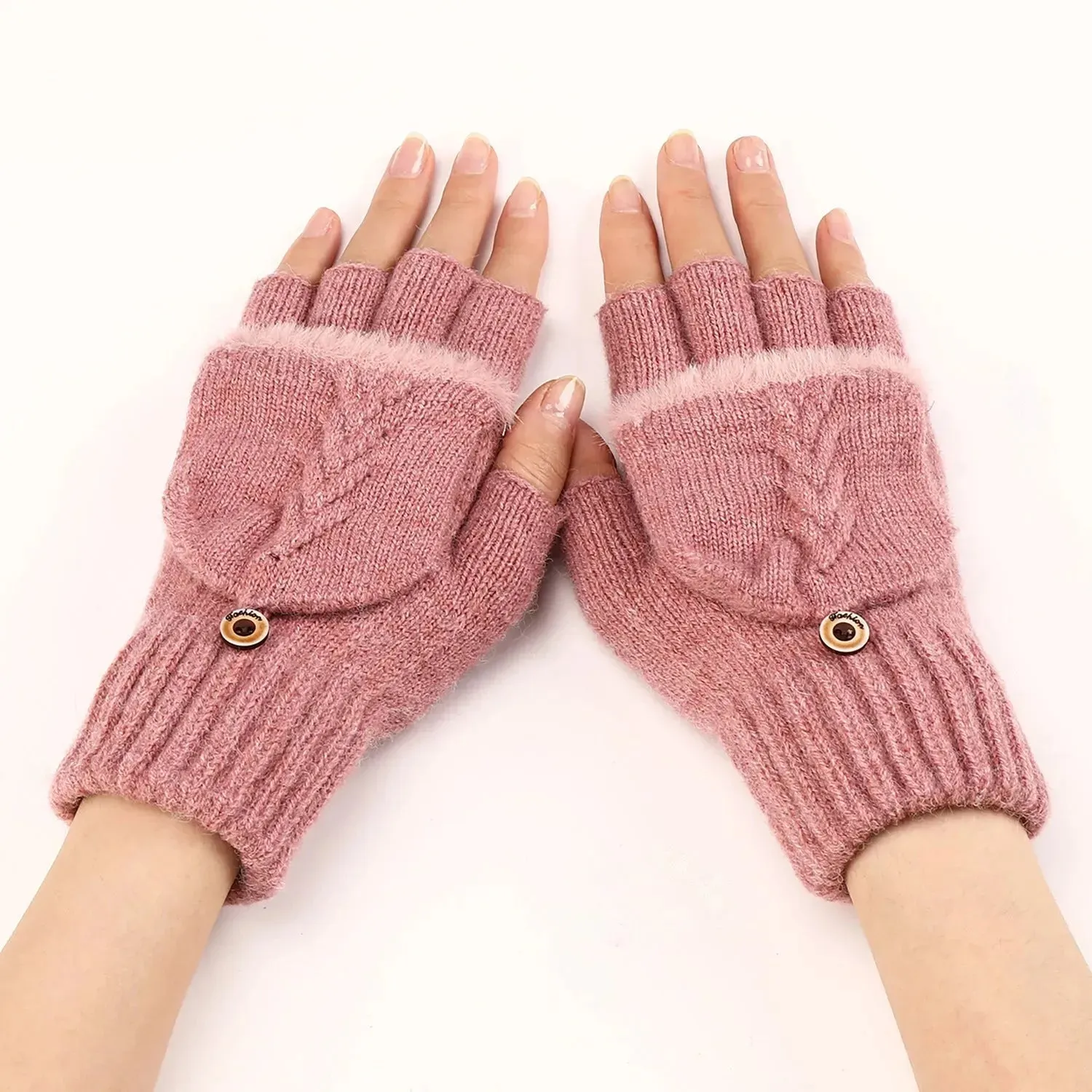 Wool Fingerless Gloves Women's Warm Fashionable Knitted Half Finger Oversleeves