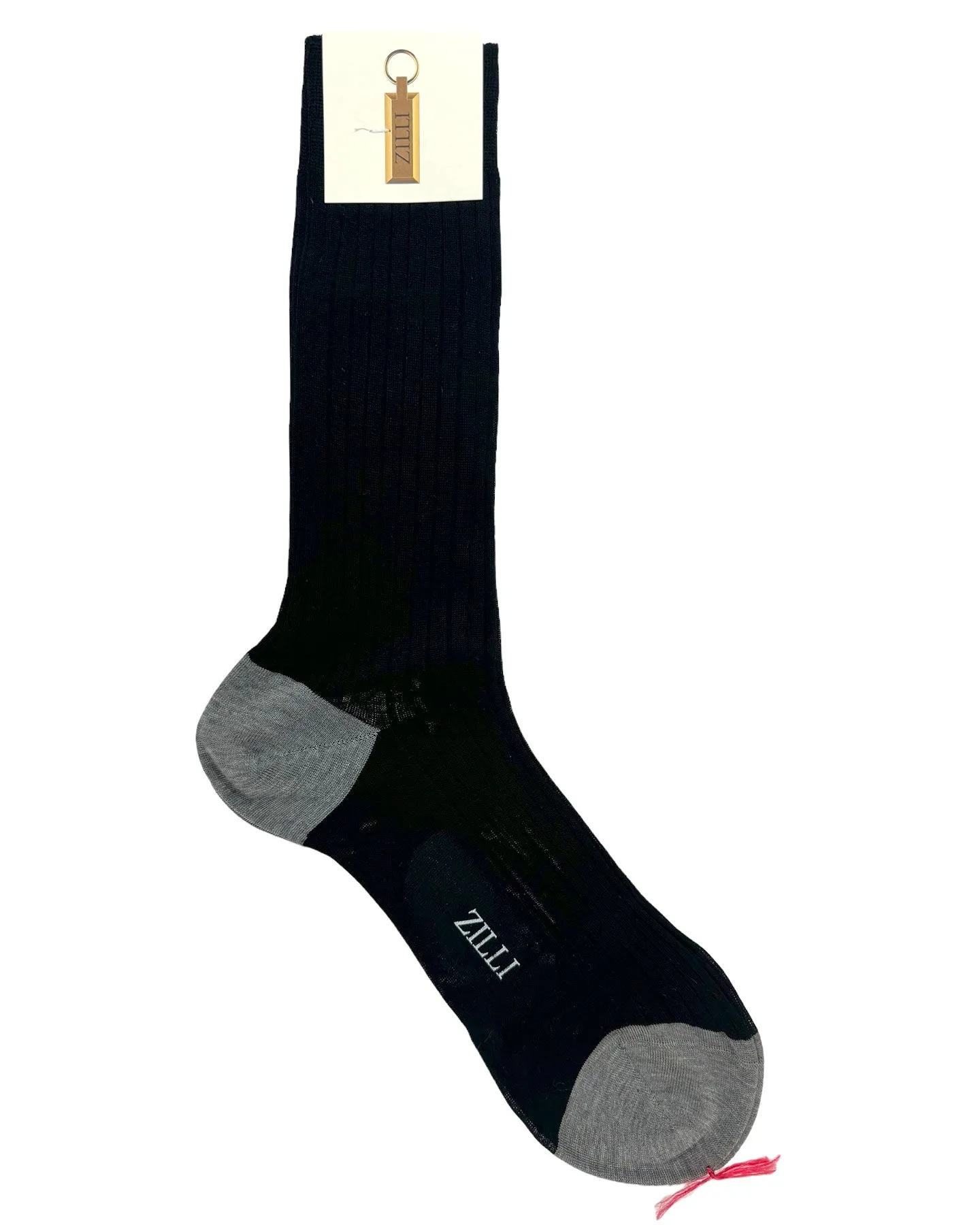 Zilli Socks Black Ribbed US 11 - EUR 44 Mid Calf Cotton Men Socks