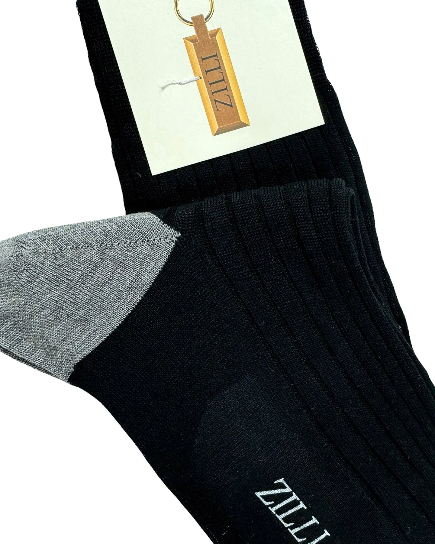 Zilli Socks Black Ribbed US 11 - EUR 44 Mid Calf Cotton Men Socks